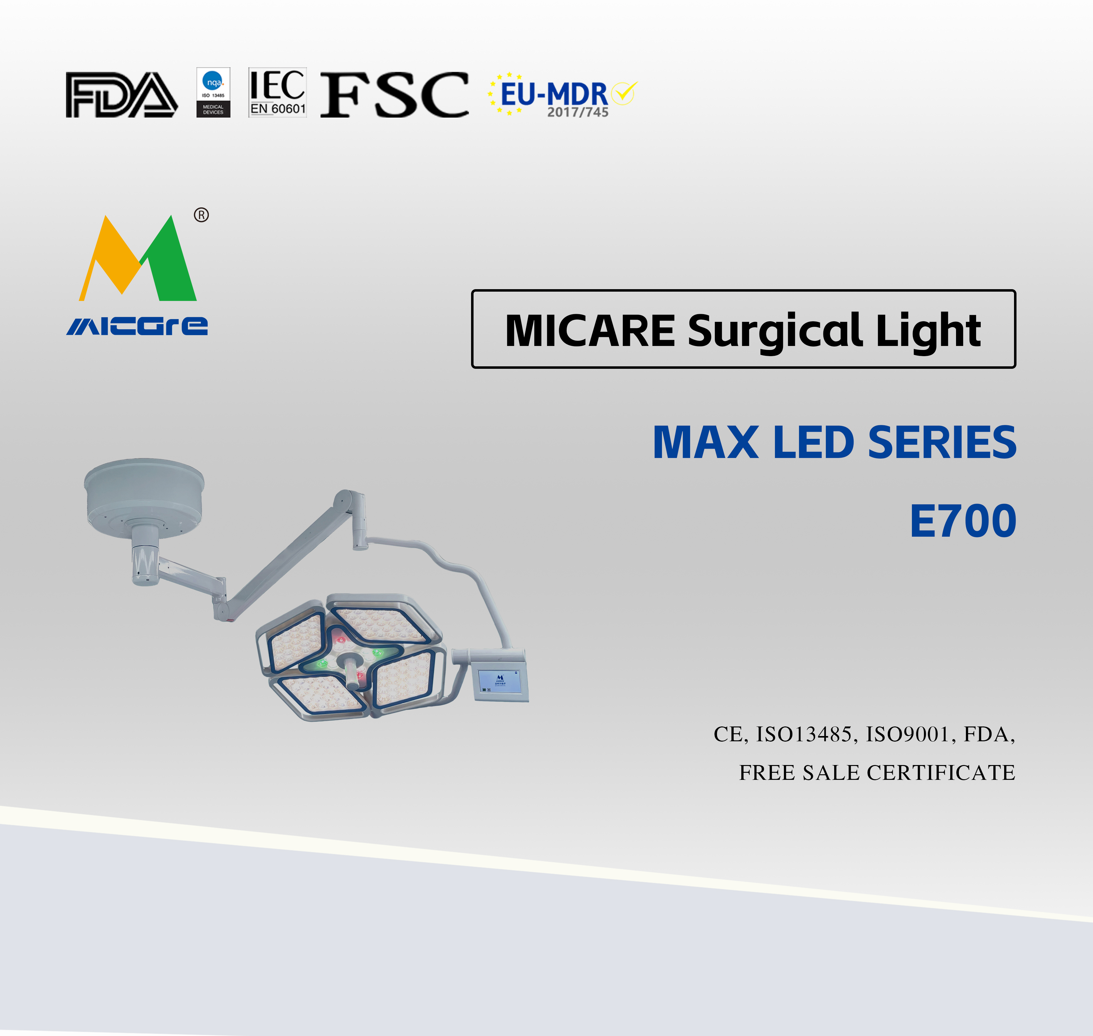 Поставщик хирургических операционных ламп холодного света MICARE MAX LED E700