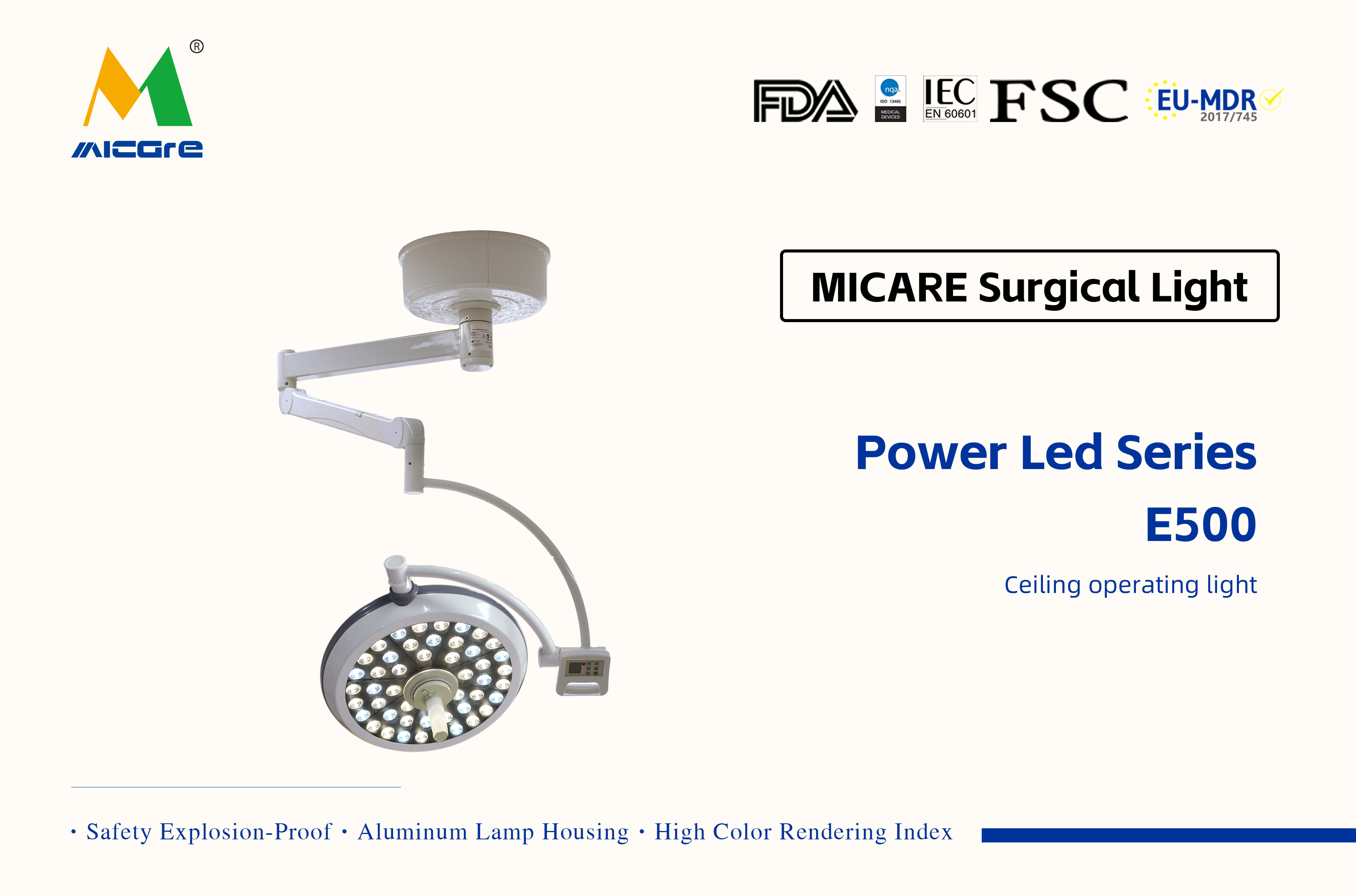 MICARE Power LED E500 pregled ot svjetlo LED kirurška svjetiljka Celling arm kirurško svjetlo pregled proizvodnja svjetiljke bez sjene