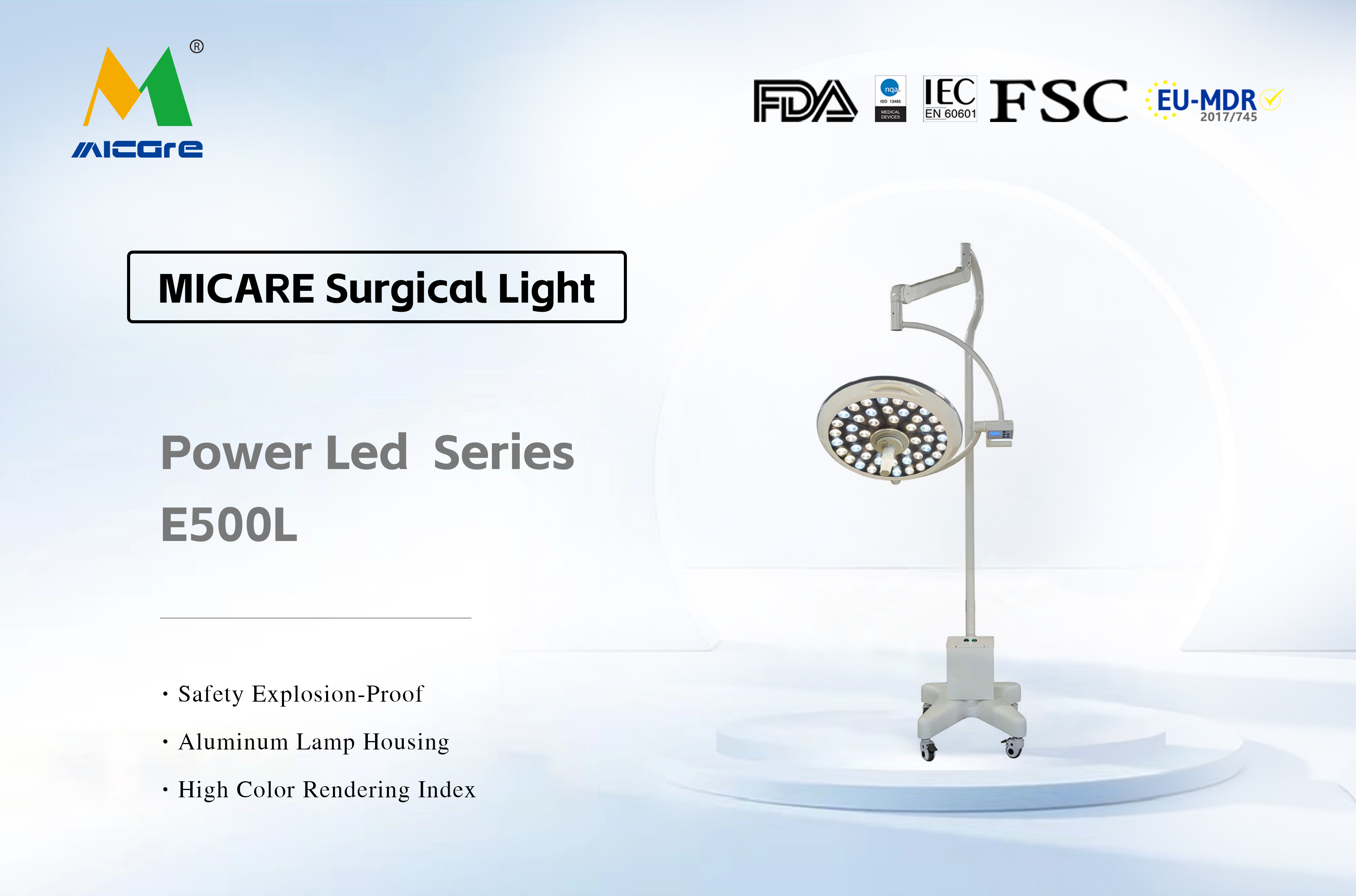 MICARE Power led E500L Хирургическа лампа Подвижна операционна лампа Болнична операционна лампа фабрика