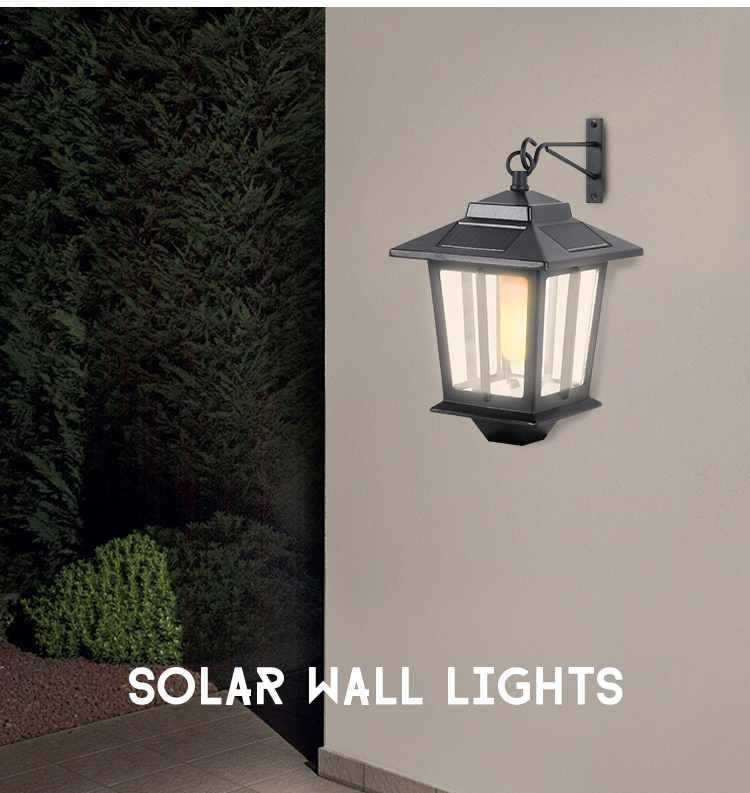 Solar Hanging Lantern Outdoor, Flickering Flames Solar Outdoor Lights Waterproof for Wall Fence Patio Porch Yard factory