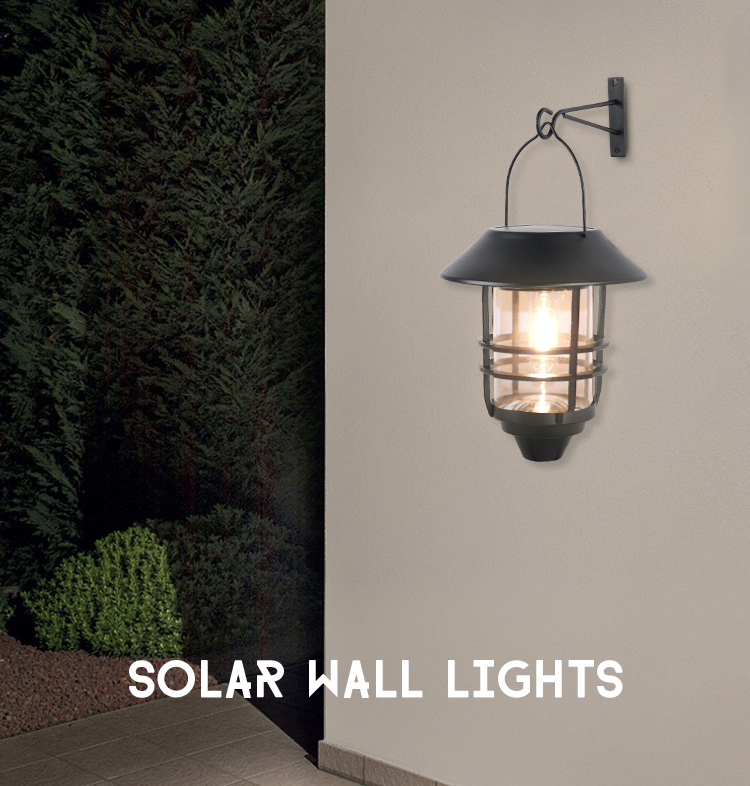 Waterproof Solar Wall Sconce Light Fixture Wall Mount Solar Outdoor hanging wall Lantern Decorative manufacture