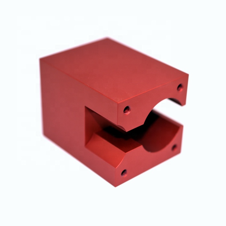 Customized Service Cnc Turning Machining Aluminium Sandblasting Red Anodized Block Parts details