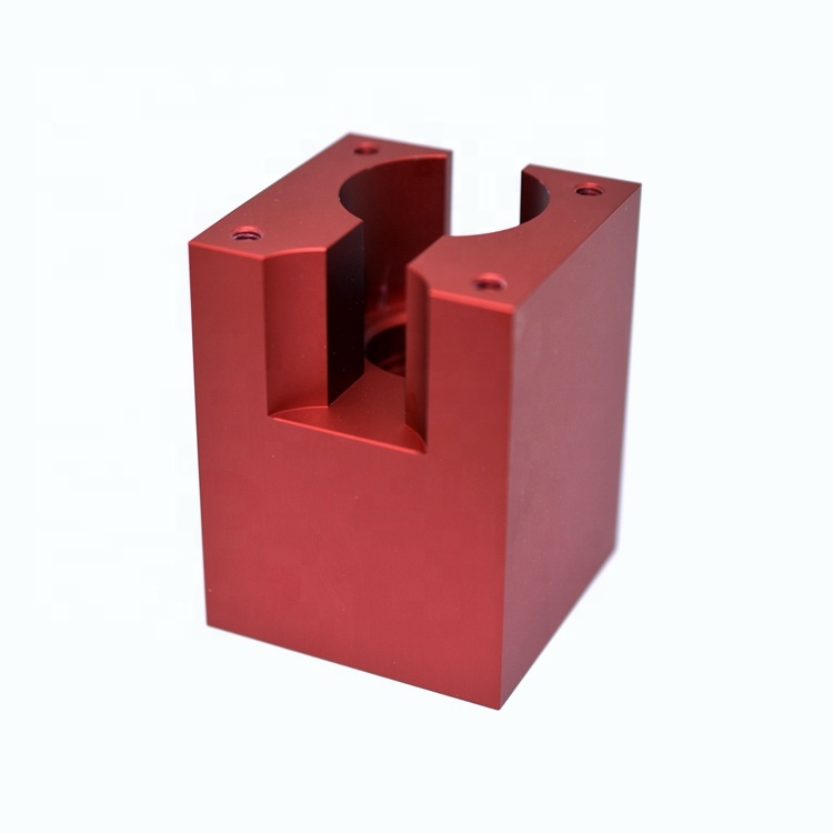 Customized Service Cnc Turning Machining Aluminium Sandblasting Red Anodized Block Parts manufacture