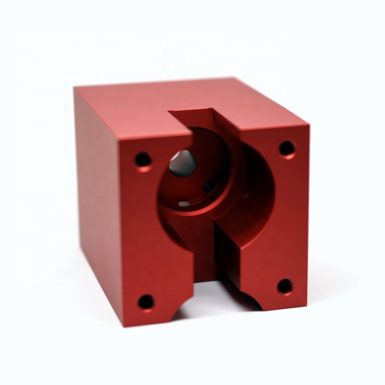 Customized Service Cnc Turning Machining Aluminium Sandblasting Red Anodized Block Parts supplier