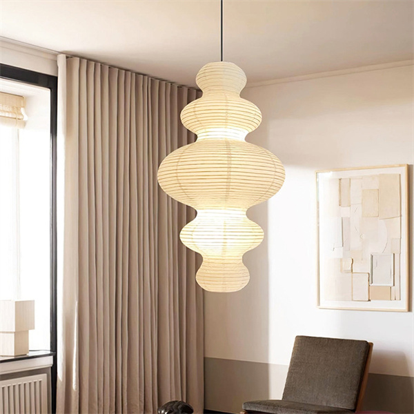 Experience the soft, diffused light of a rice paper floor lamp