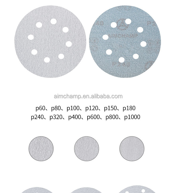 Customizable Holes Size 6 Inch White Aluminum Oxide Abrasive Sanding Paper Discs For Automotive factory