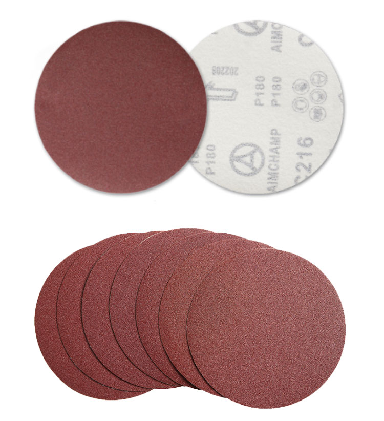 Aimchamp No Holes Abrasive Disc Manufacturers 5inch Red A/O Round Sandpaper Sanding Discs supplier