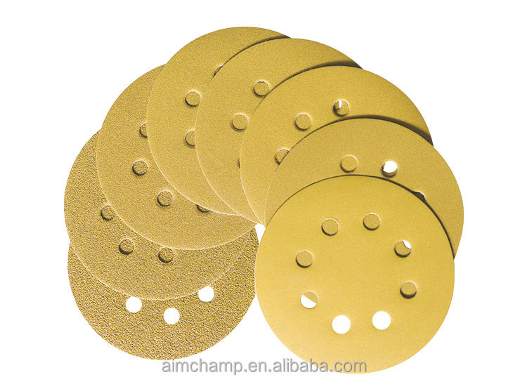 Aimchamp 5inch Without Hole Polishing Sander Paper Yellow Abrasive Disc Manufacturers Sanding Disc factory