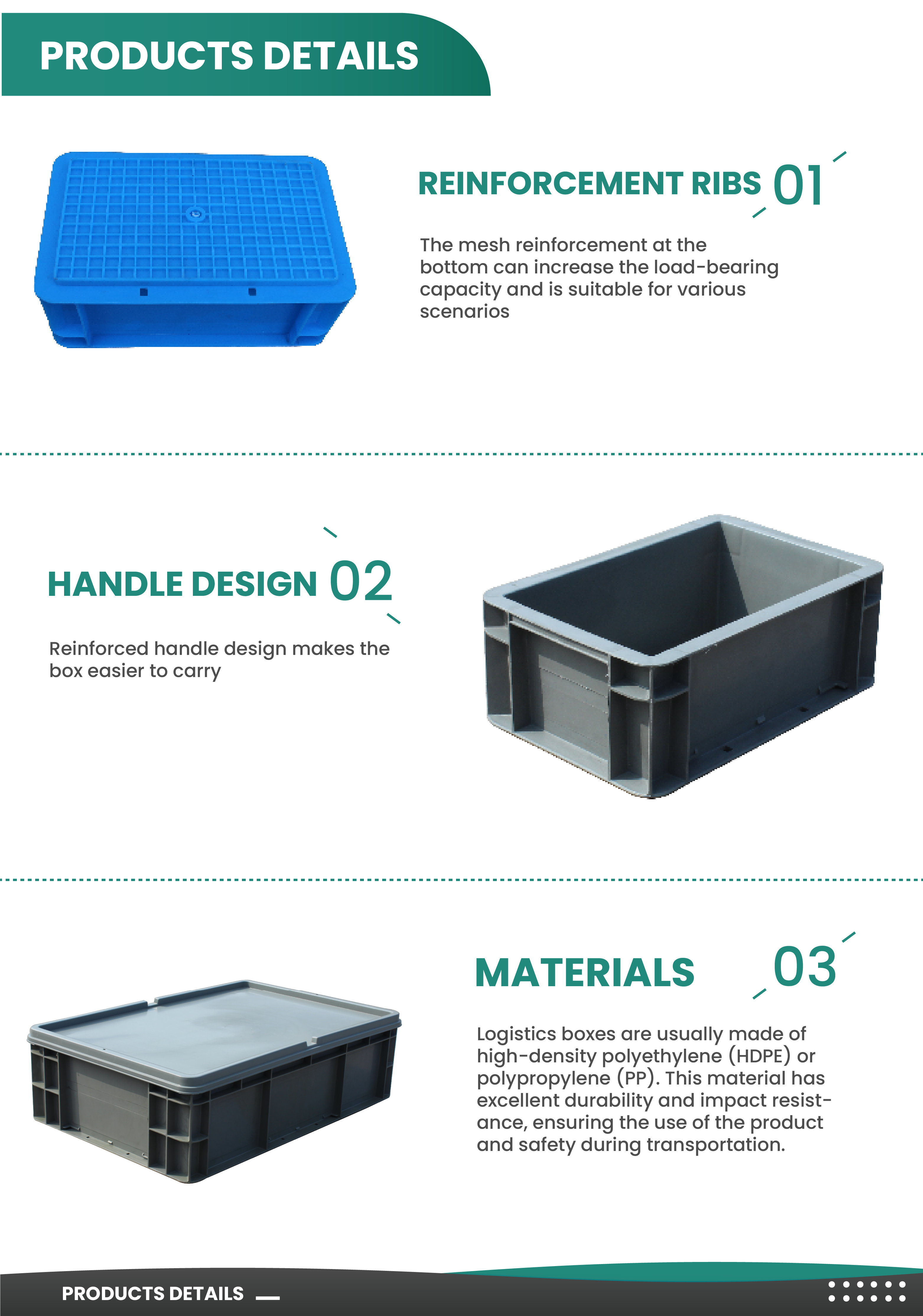NEXARA EU 4633 PP Material Anti-Fall Logistics Crates Safe and Secure for Transportation details