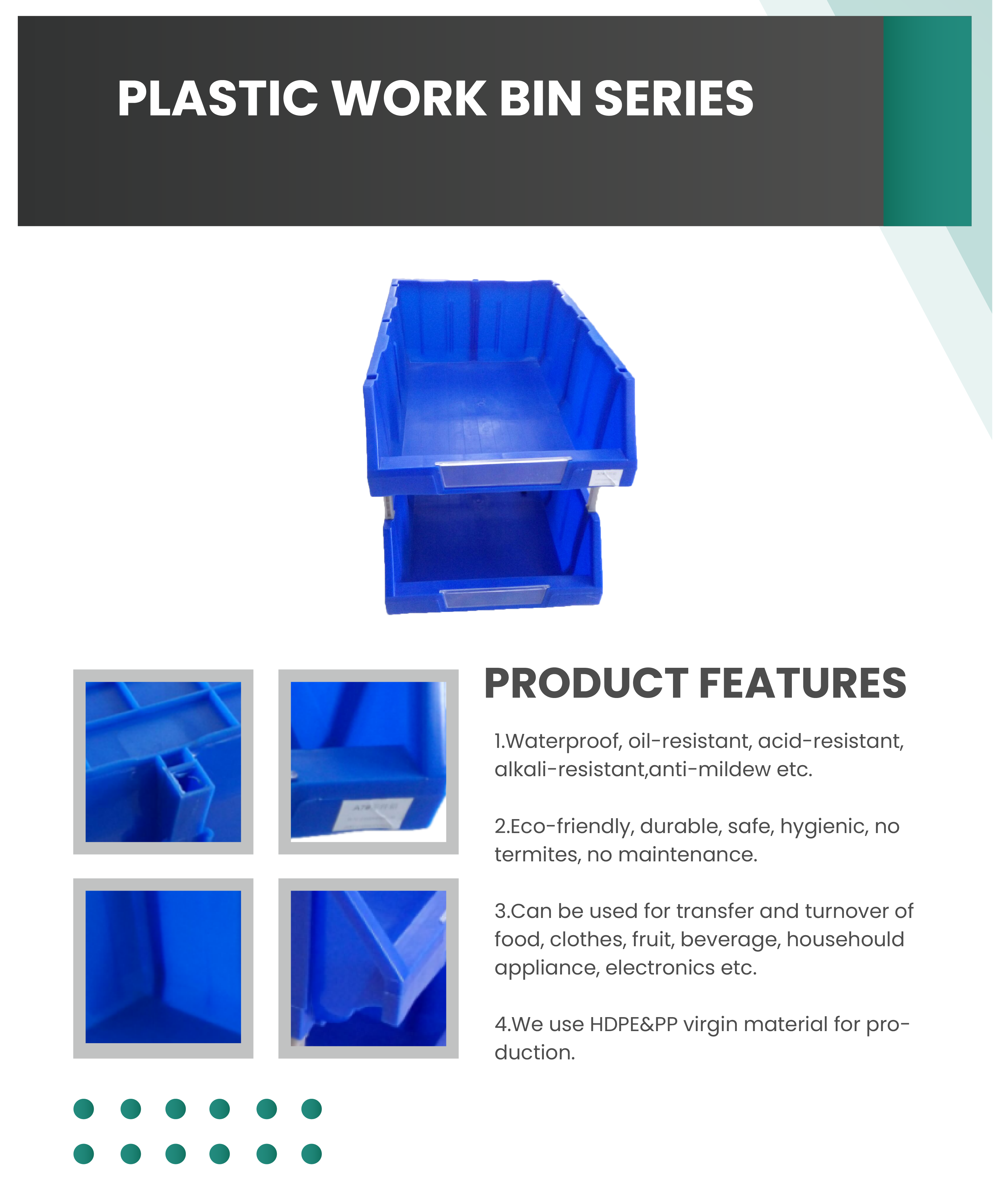 NEXARA Cheap Price PP Colorful Customize A1 160*98*70mm Garage Tool Storage Picking Stackable Plastic Work Bins supplier