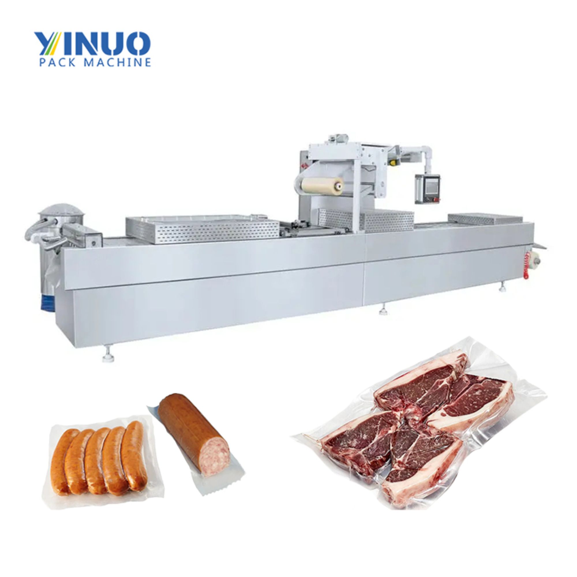 Fully Automatic Thermoforming Meat Aquatic Fish Vegetables Nuts Vacuum Packing Machine
