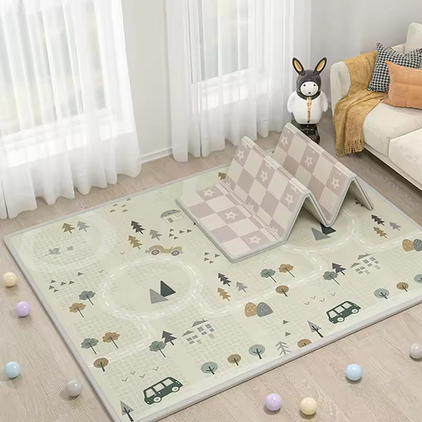 Easy-clean and easy-pack travel baby play mat.