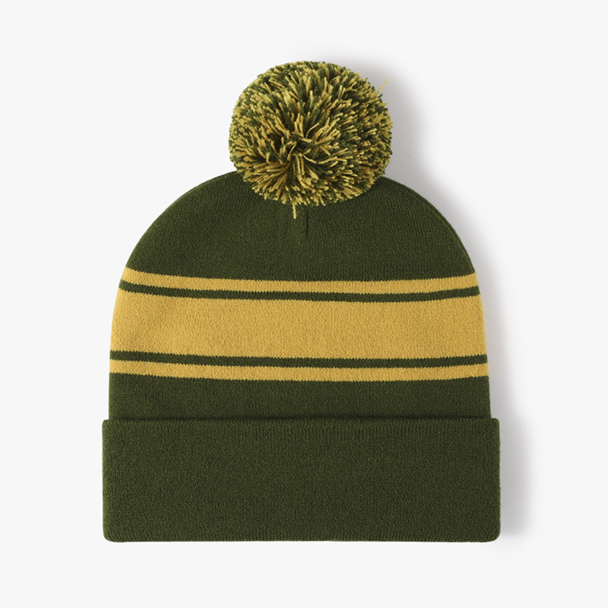 Bobble dan jacquard beanie dengan pelindung telinga