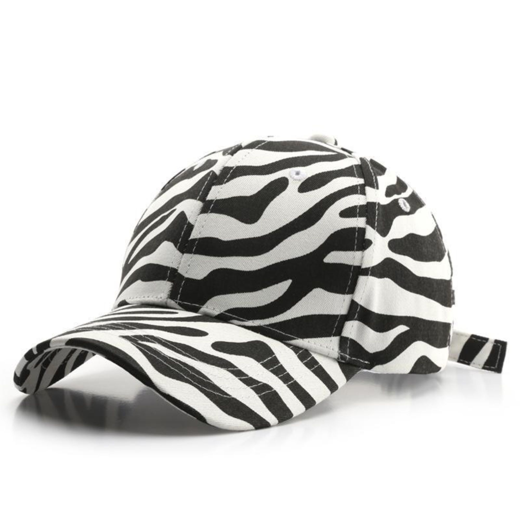 Zebra print baseball cap