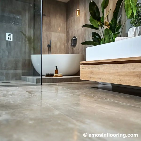 Learn how to turn your bathroom into a luxurious spa experience with these luxury vinyl bathroom floor.