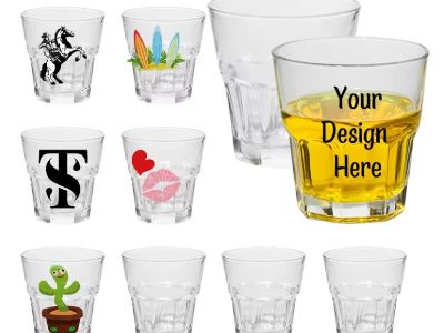 Hot sell octagon shot glass cup unique custom shape advertising mini tumbler yatang shaped 4oz beautiful design