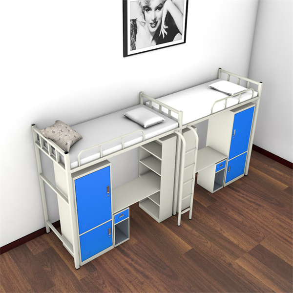 स्टील के बिस्तर और भंडारण के साथ आरामदायक और व्यवस्थित नींद की जगह का आनंद लें