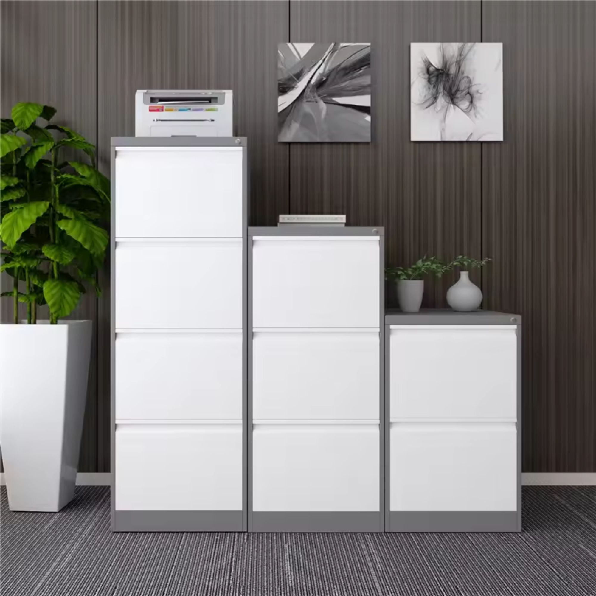 मेटल लॉकर कैबिनेट 4 ड्रावर स्टील ऑफिस फाइल कैबिनेट लॉक के साथ