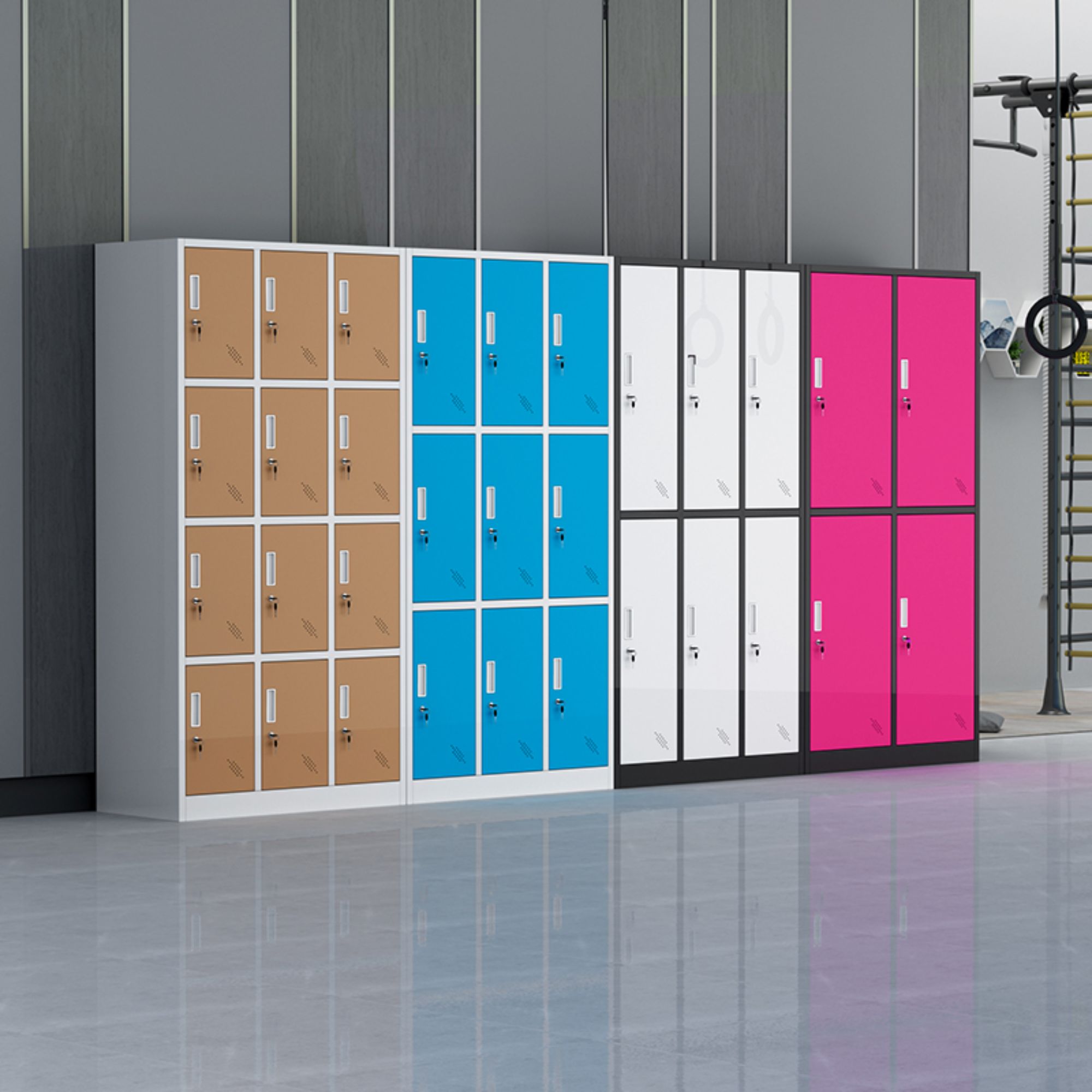 फर्नीचर नवीनतम डिज़ाइन 9 दरवाजे बेडरूम धातु अलमारी