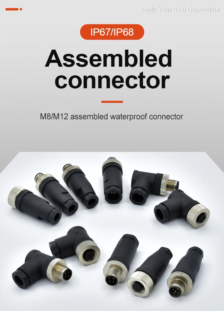 Custom 3 4 5 8 12 17 Pin M12 Assembly Connector Male Female Waterproof 3Pin 4Pin 5Pin 8Pin 12Pin 17Pin M12 Connector details