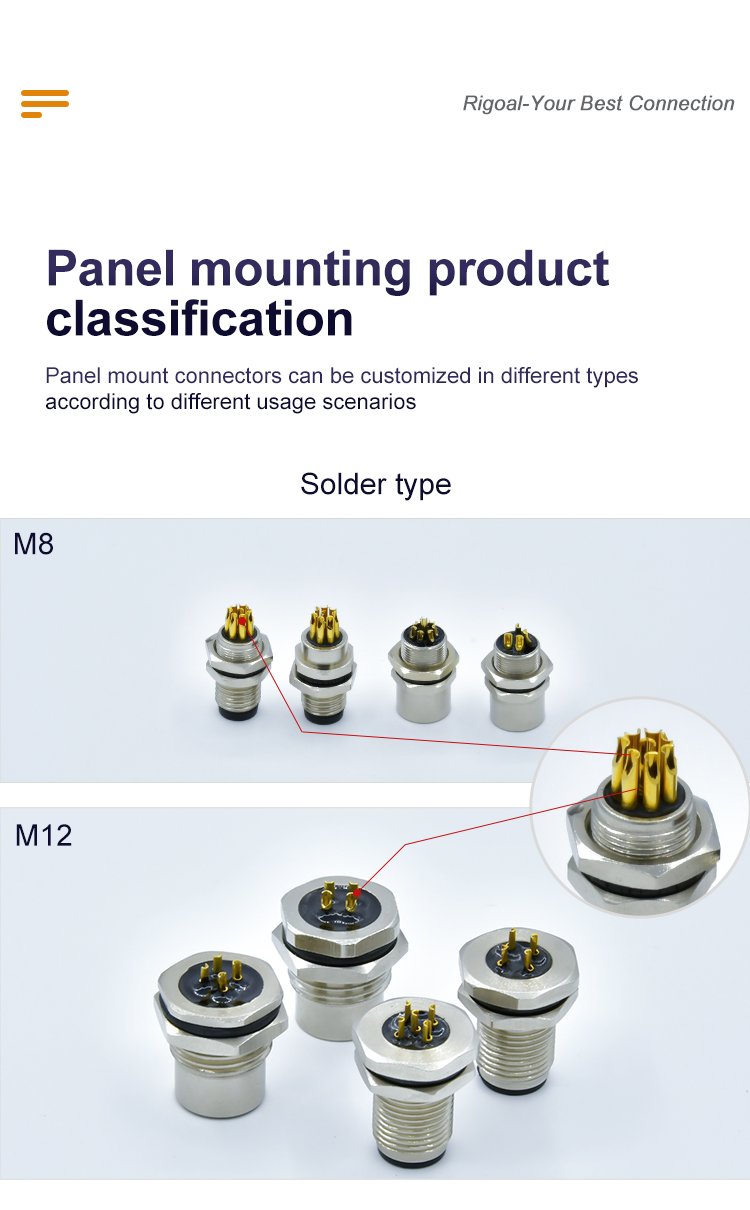 M12 panel mount connector 4 5 Pin Male Female M12 Plug to 5 Pole Socket Adapter M12 panel through connector details