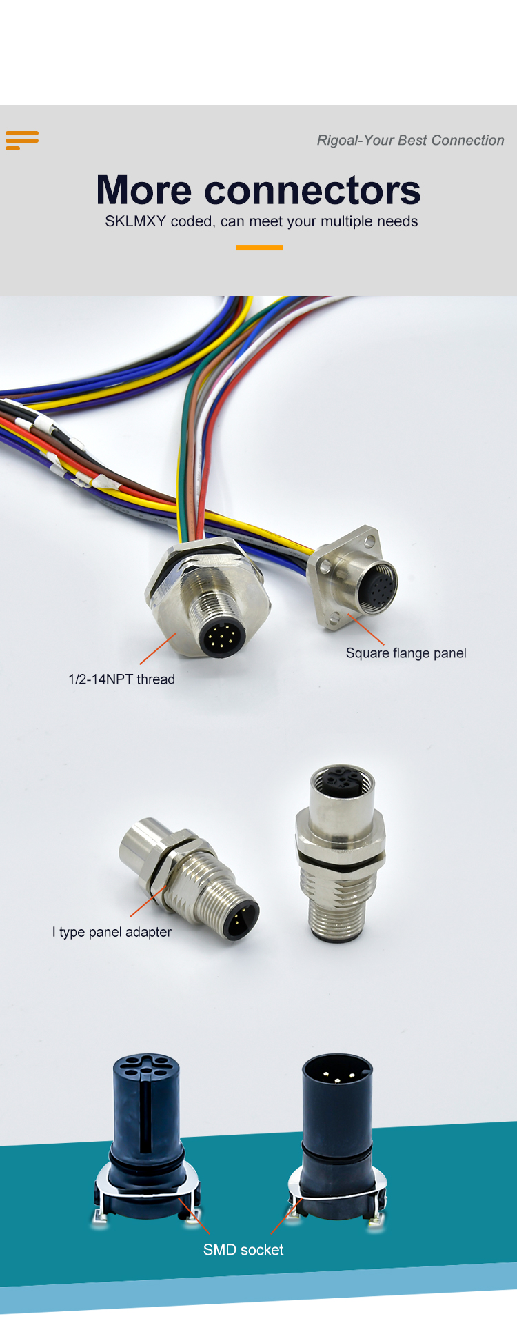 M12 panel mount connector 4 5 Pin Male Female M12 Plug to 5 Pole Socket Adapter M12 panel through connector supplier