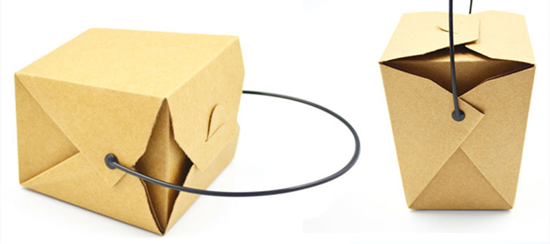 Plastic handle take away paper box for fast food noodle factory