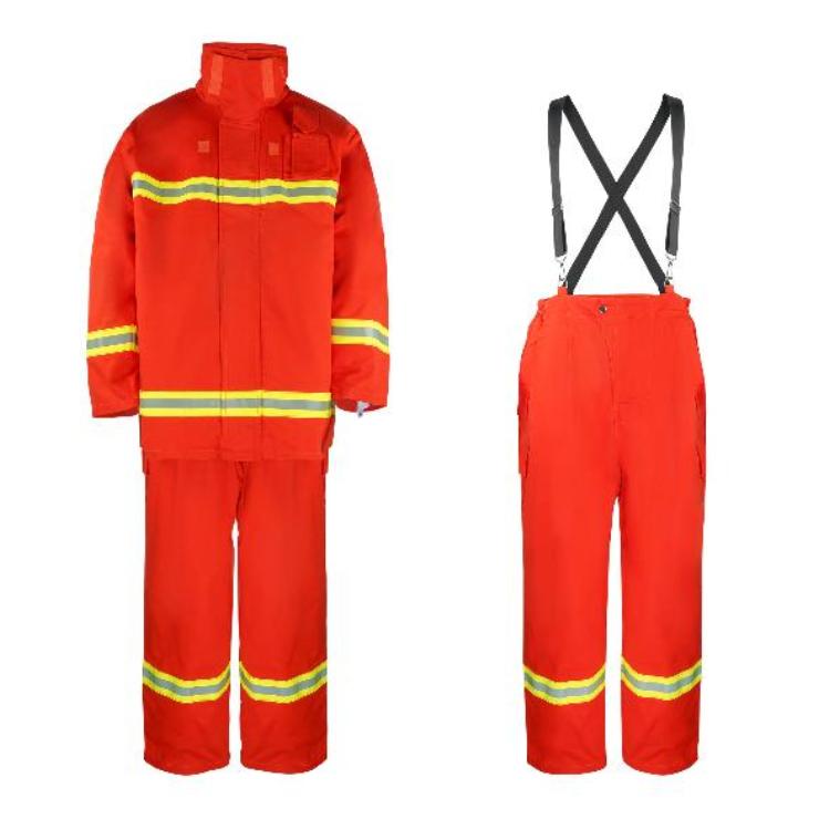 ATI-FIRE EN FR Cotton Fire Fighting Suit Set 4 LAYER Orange Set Incloud Jaket dan Seluar