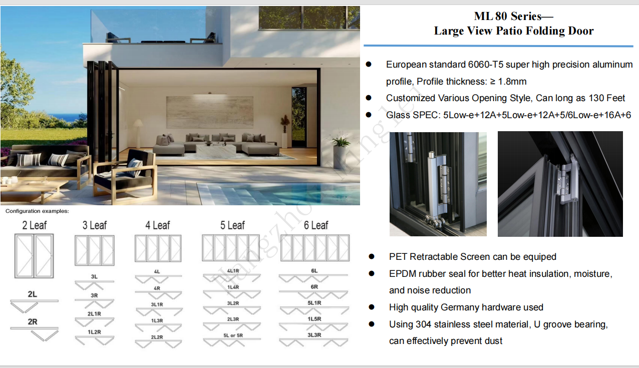 product 12 feet modern design air tightness aluminum tempered glass patio accordion folding doors-5