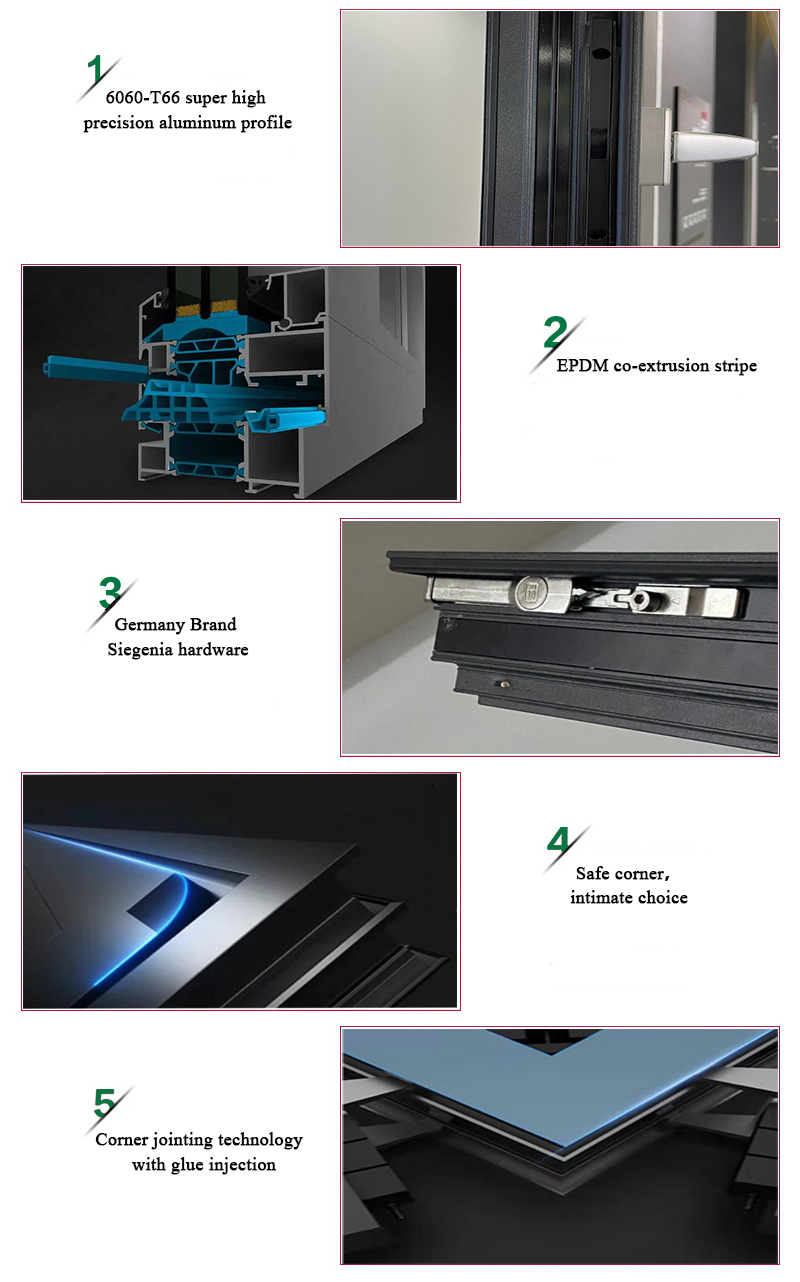 Minglei German standard aluminum tilt and turn passive window triple pane windows manufacture