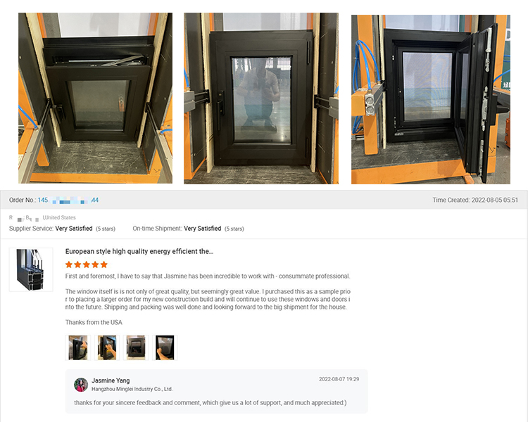 Minglei German standard aluminum tilt and turn passive window triple pane windows factory
