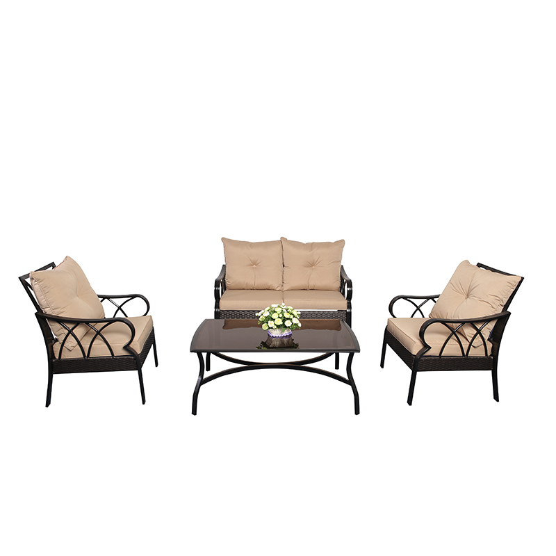 Top Selling 4-Piece Cast Steel Frame Outdoor Sofa & Chair Set Garden Patio Furniture