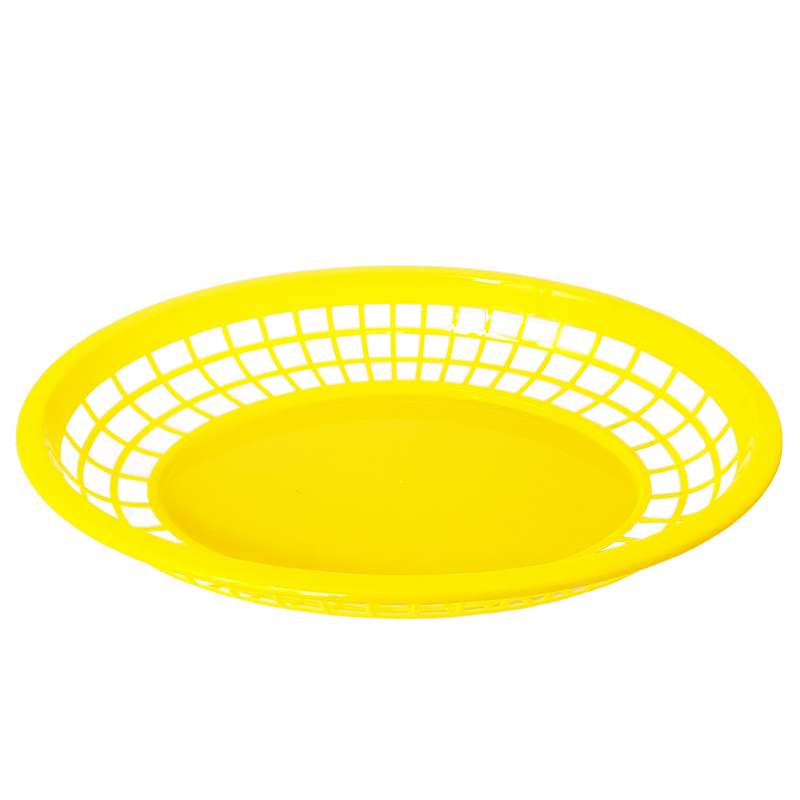 12" x 9" x 1 3/4" Oval Fast Food Basket, Polypropylene, Yellow, SE3019YE