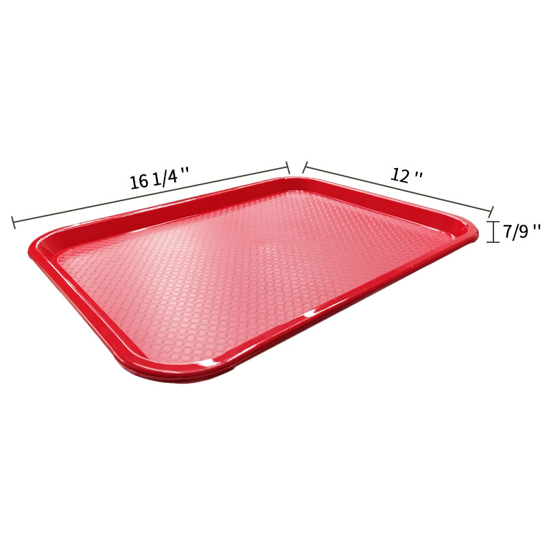 12" x 16" Plastic Fast Food Tray, Polypropylene, Red, SE3002RD