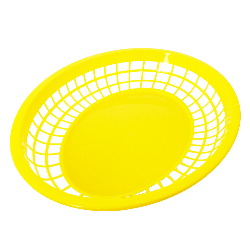 12" x 9" x 1 3/4" Oval Fast Food Basket, Polypropylene, Yellow, SE3019YE