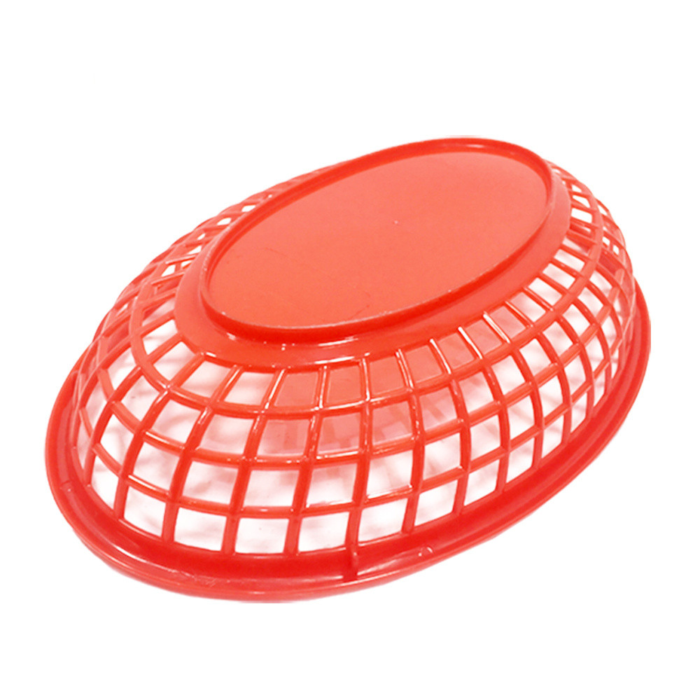 9 1/4" x 6" x 1 3/4" Oval Fast Food Basket, Polypropylene, Red, SE3017RD