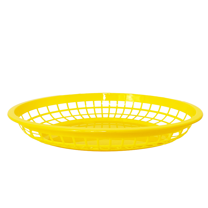 12" x 9" x 1 3/4" Oval Fast Food Basket, Polypropylene, Yellow, SE3019YE