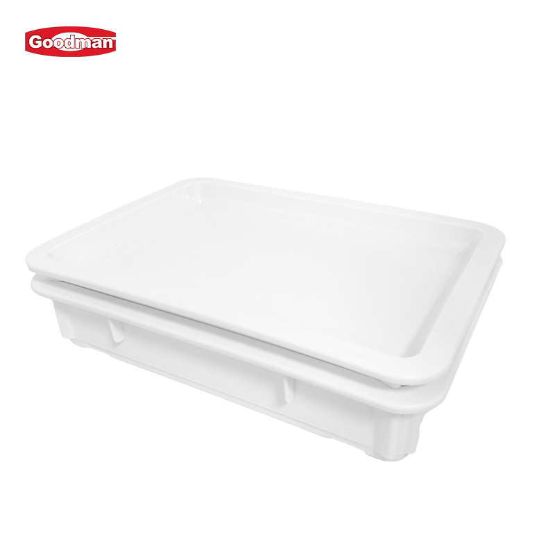 18 3/4"x12 1/2"x3 3/8" Pizza Dough Box, Polypropylene, White