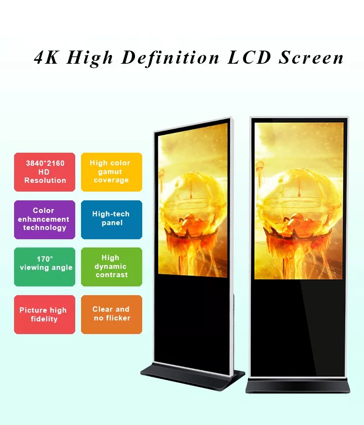 55inch Kiosk Đứng Sàn Trong Nhà Quảng Cáo LCD Chơi Totem Kỹ Thuật Số  