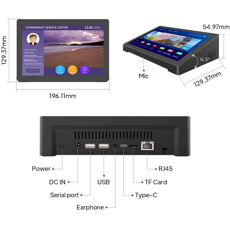 Máy tính bảng Android 10.1 Inch POE NFC cho nhà hàng OEM từ nhà máy nằm ngang  