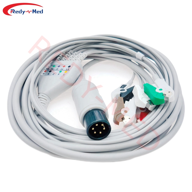 Compatible With Zoll/Mindray/Edan/Comen/Welch Allyn ECG Cable,AAMI 6pin 3 Lead/5 Lead One-Piece ECG Cable