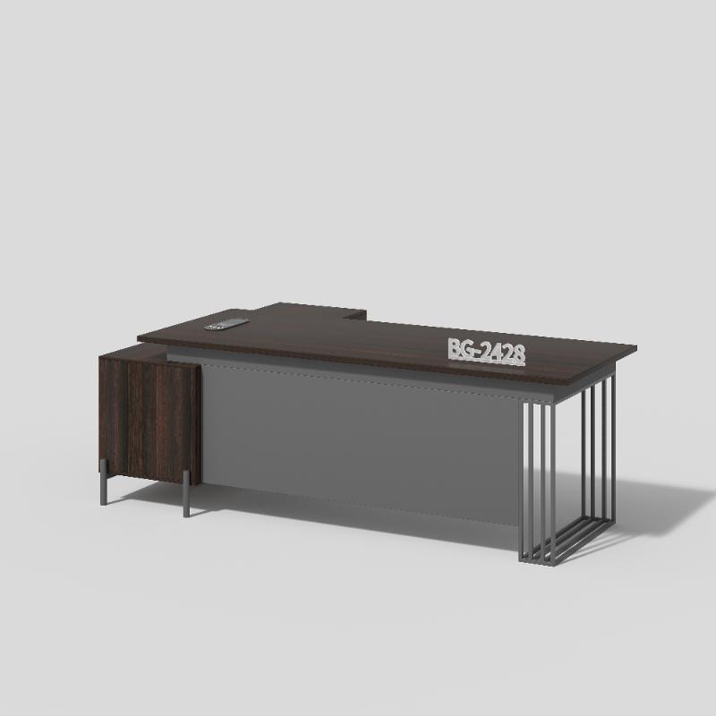 Skrija Office Desk bil-Framu ta' Ħadid Moħdud u Panel ta' Melamina Moderinija biżżejjed Storage u Raft