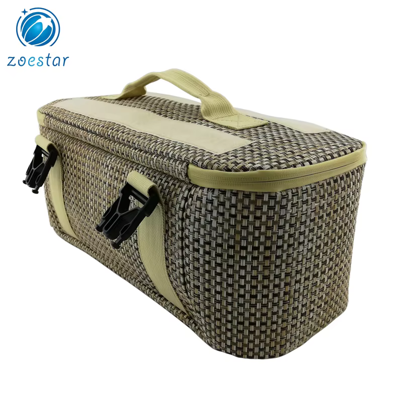 2 in 1 ladies big knitted nylon mesh tote shoulder bag with cooler compartment daily office beach shopping bag-7