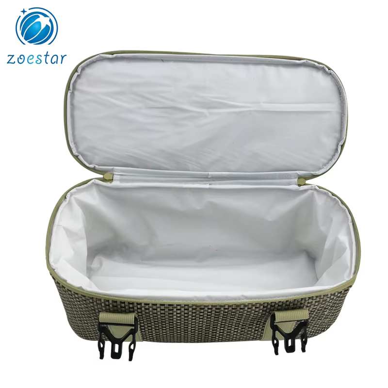 2 in 1 ladies big knitted nylon mesh tote shoulder bag with cooler compartment daily office beach shopping bag-8