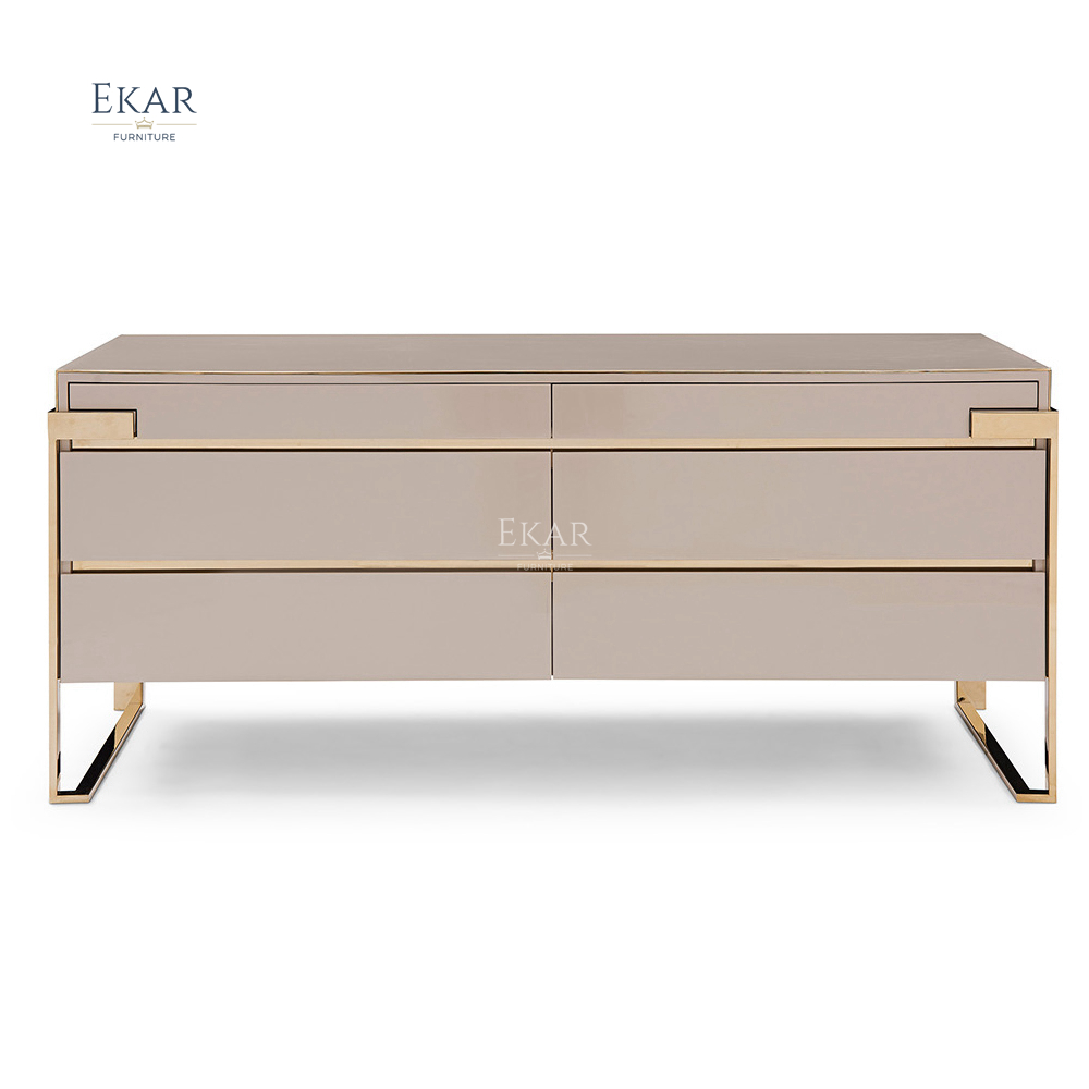 Crystal Hardware Steel Chest of Drawers - Stylish Storage Cabinet with Metallic Accents