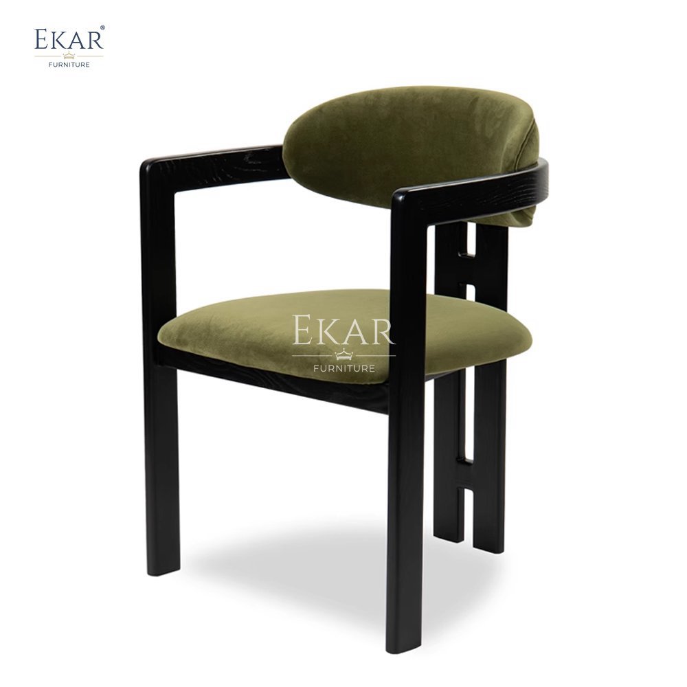 Modern White Waxwood Smoke Finish Dining Chair Imported Leather with Scratch-Resistant Open Paint Frame Armrests for School Use