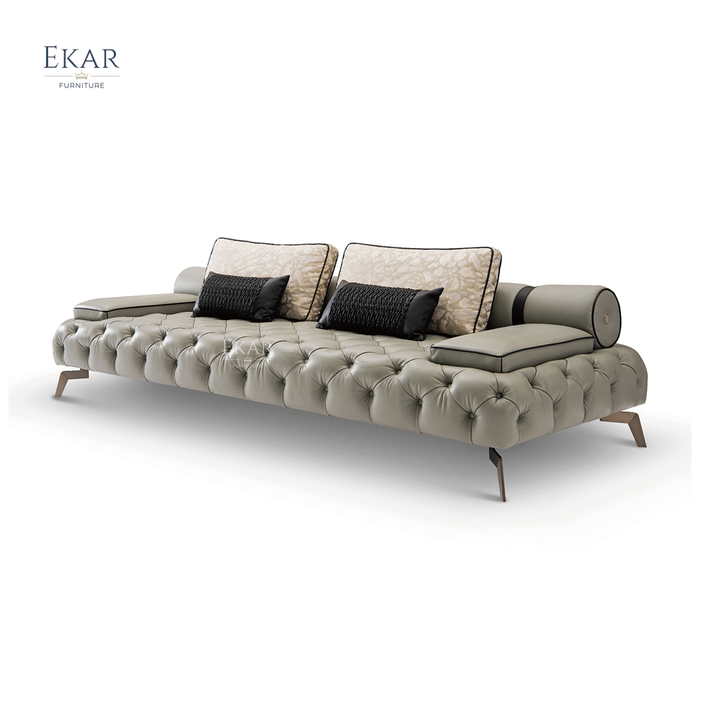 Modern Luxury Sofa Bed Set New Design Luxury Leather Living Room Furniture Modular for Villa Wood and Metal Material