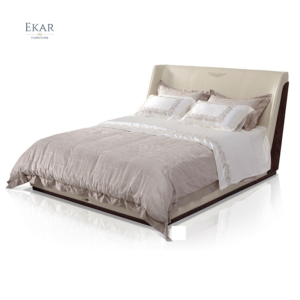 Solid Wood Frame Wood Veneer Bed - Premium Quality Bedroom Furniture