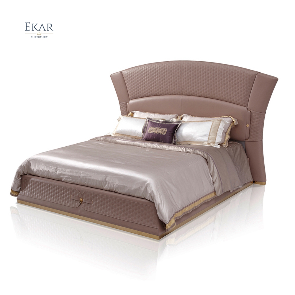 Gold Brushed Metal Lacquer Bed - Luxury Bedroom Furniture with a Golden Touch