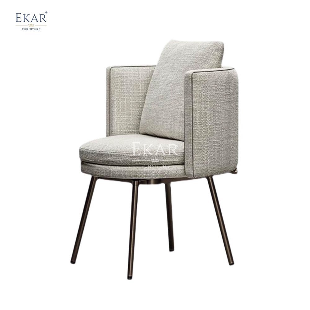 Swivel Armchair with Bentwood Backrest, High-Density Foam, and Coffee Gold Stainless Steel Base Dining Chair
